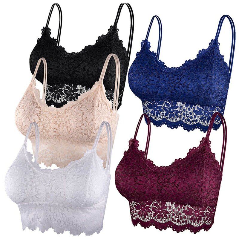 5 Pieces Sexy Bras Women Floral Lace Push Up Adjustable Intimate Brassieres Comfortable Breathable Underwear Bralette Lingerie