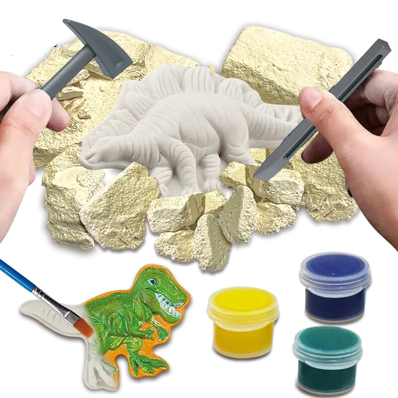 Giocattoli di scavo fossili di dinosauro scavo archeologico pittura fai da te magneti per frigorifero assemblaggio modello educativo per bambini