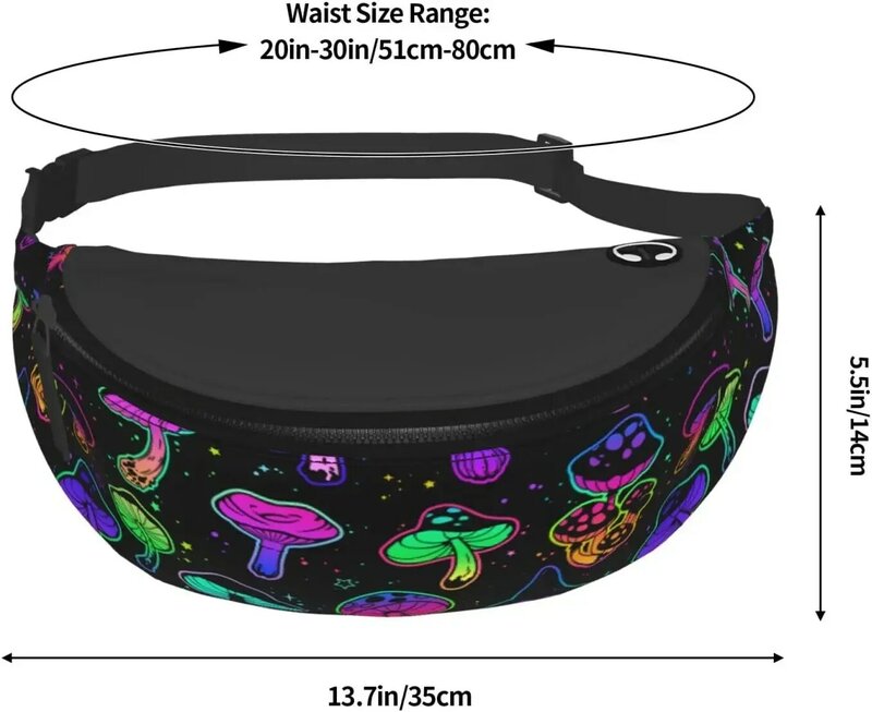 Bright Psychedelic Mushrooms Fanny Pack for Men Women Adjustable Belt Bag Casual Waist Pack for Travel Hiking Running Cycling