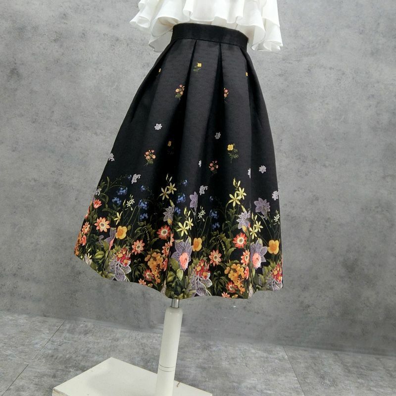 Jupe trapèze jacquard taille haute pour femme, jupes longues décontractées pour femme, mode vintage, élégante, automne, Q527