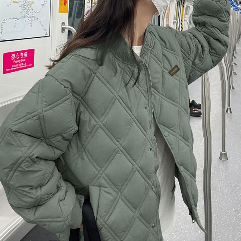 Argyle parka donna All-match moda stile giapponese giovanile popolare manica lunga calda estetica autunno studentesse High Street