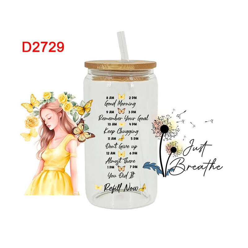 UV DTF Transfers Stickers, Cup Wraps, Flower Printed for DIY Glass, Ceramic Metal Leather, Mom, Mother's Day, 3D, 16oz D2727
