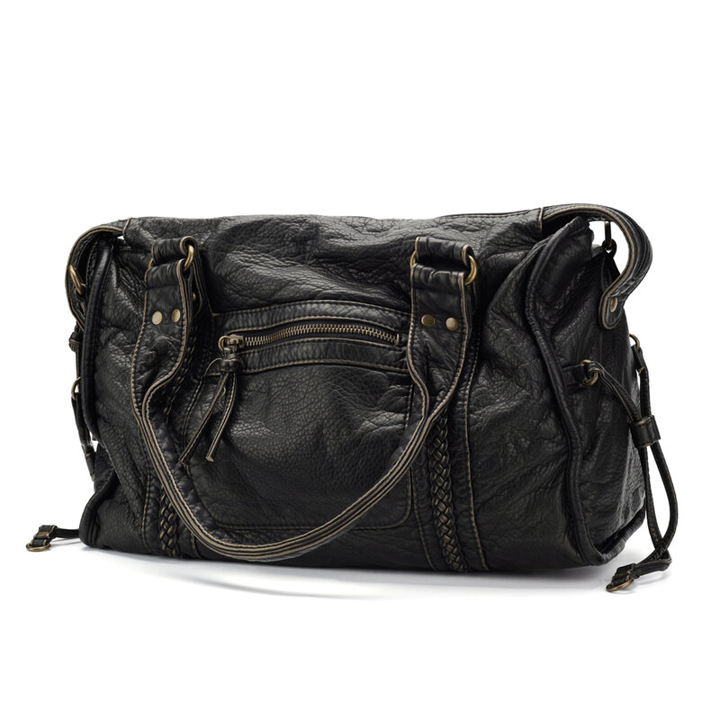 Annmouler borsa da donna di grande capacità borsa a tracolla in pelle Pu borsa a tracolla in pelle lavata Vintage per donna