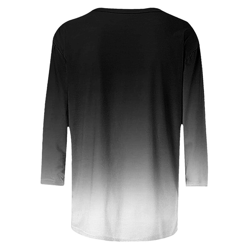 여성용 캐주얼 라운드넥 3/4 소매 루즈핏 프린트 티셔츠, 2024 패션, 한국 인기 의류