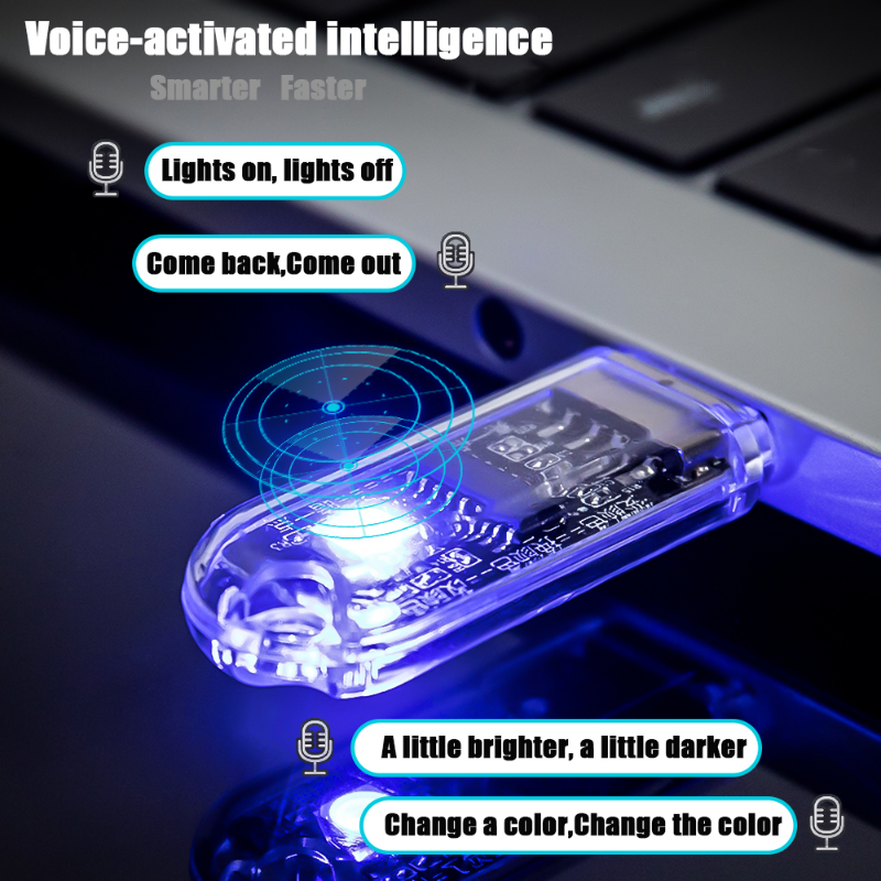 Lámpara inteligente USB, luz nocturna con Control de voz, sin Internet, ordenador, carga de energía móvil, habla para controlar libros, luz LED