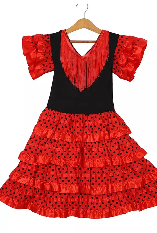 فستان رقص فلامنكو إسبانية للبنات ، زي الهالوين ، مهرجان سيفيلاناس ، أداء كرنفال تقليدي ، أبريل