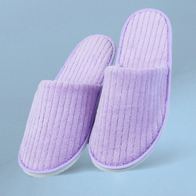 1 Pair Slippers For Men Women Coral Fleece Slippers Disposable Home Guest Shoes Men Business Travel Passenger Shoes