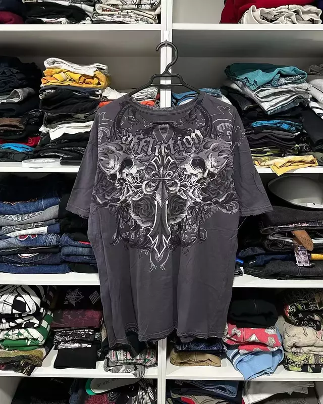 Harajuku Hip Hop Skull Graphic girocollo T-shirt oversize a maniche corte top abbigliamento gotico Streetwear Y2k T shirt donna nuovo