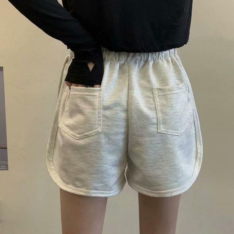 Elastic Waist Shorts Running Yoga Pants Stylish Women's Summer Shorts with Drawstring Waist Side Pockets for Beach for Casual