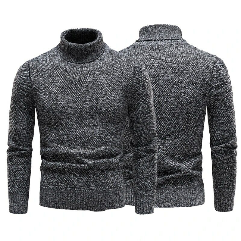 Брендовые мужские свитера и пуловеры с высоким воротником, новинка 2023, модный вязаный свитер, зимний мужской пуловер, Мужская шерстяная Повседневная однотонная одежда