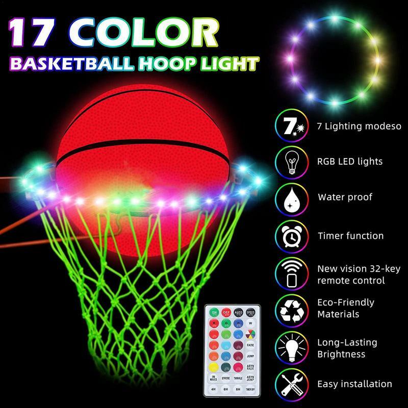 Lampu LED setrip Remote Control 16 warna, lampu LED bola basket Super terang portabel tahan air dapat disesuaikan