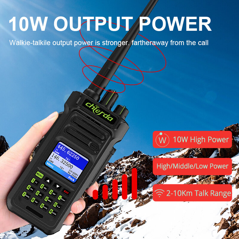 Chierda D7 10 Вт DMR GPS IP67 водонепроницаемая Двухдиапазонная рация для HD1 радиоприемника дальнего действия 10 км