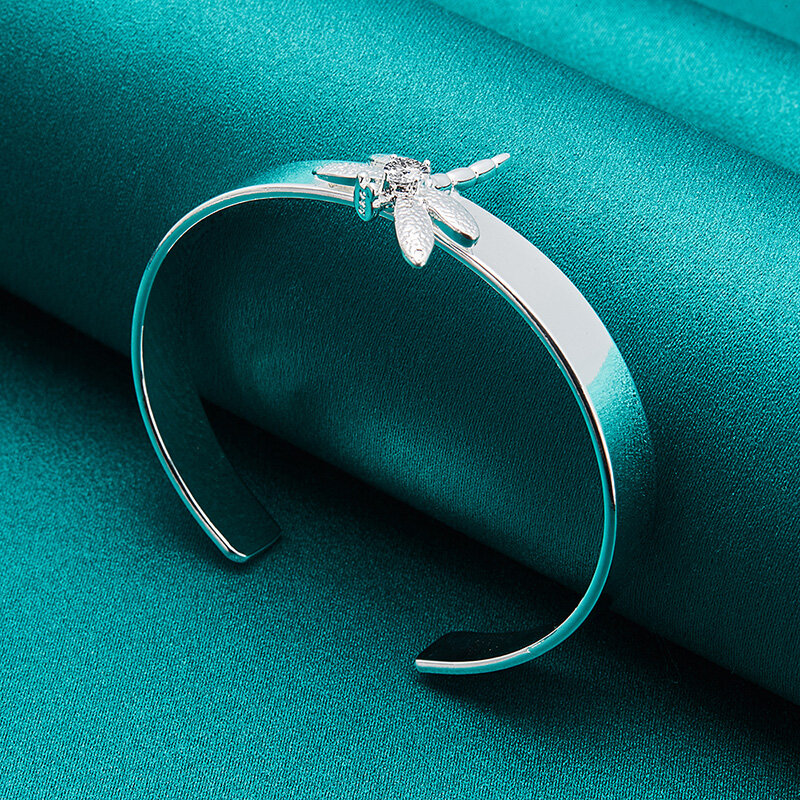Blueench 925 prata esterlina libélula pulseiras para mulher festa presente de casamento moda jóias românticas