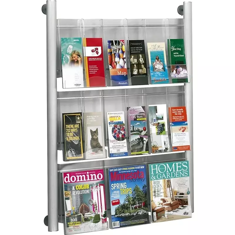 Products 4134SL Luxe Magazine Rack, 9 Pocket, Silver Freight free