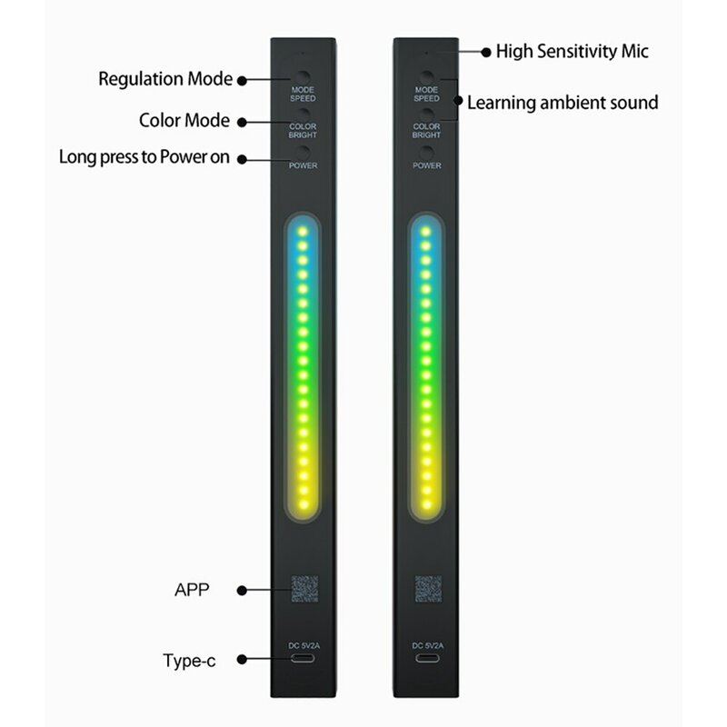 Lampu Pickup RGB pintar, lampu sekitar LED 3D dua sisi kontrol aplikasi kontrol suara irama musik untuk dekorasi TV Gaming mobil