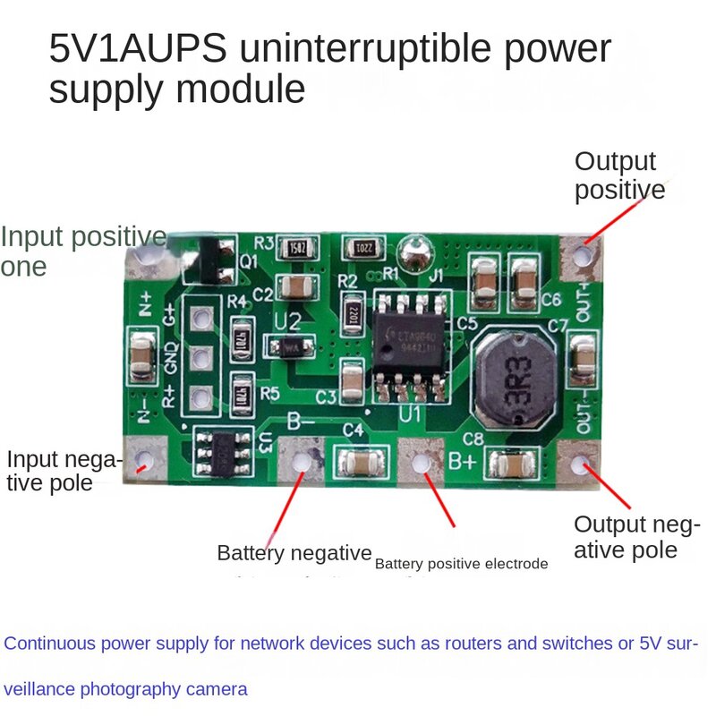 Papan pelindung polaritas terbalik baterai Lithium 3.7V, modul catu daya tanpa gangguan 5V 1A UPS