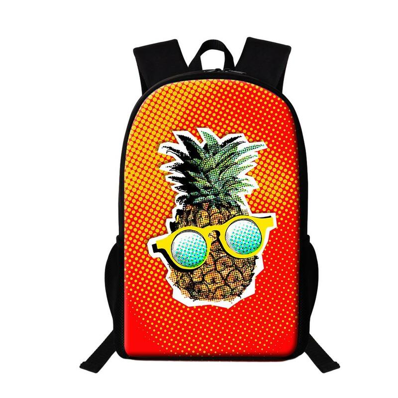 Pineapple Fruit Print School Bags Cartoon Fruit Backpack For Teen Girls Student Bookbag Gift 16 Inches Travel Daypack Laptop Bag