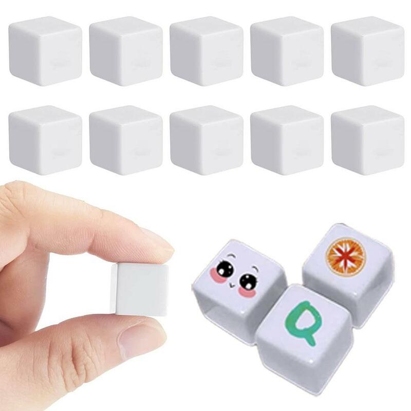 10pcs 16mm Blank D6 Acrylic White Dice With Round Corner For DIY Write Painting Graffiti Blank Dice Puzzle Toy Board Game