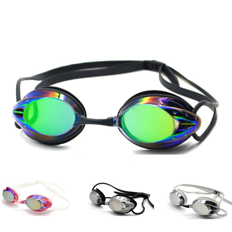 Очки для плавания для взрослых, Классные удобные профессиональные очки для соревнований, красочные гальванизированные зеркальные очки для плавания
