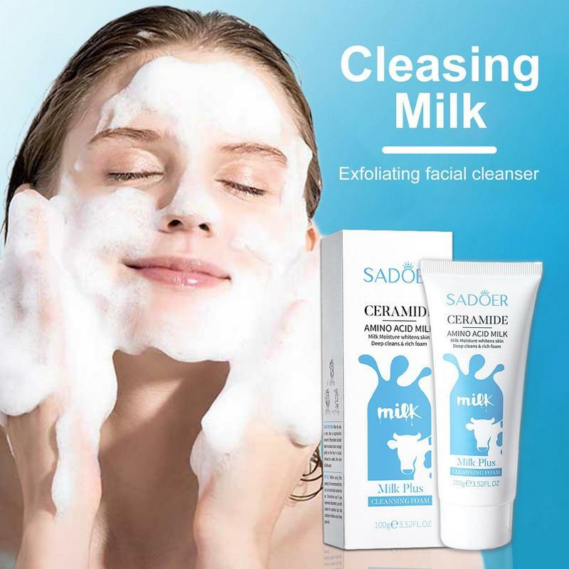 Milde Aminosäure Gesichts reiniger feuchtigkeit spendende Tiefen reinigung aufhellende Öl kontrolle Schrumpfen Poren Reinigung Mousse Hautpflege