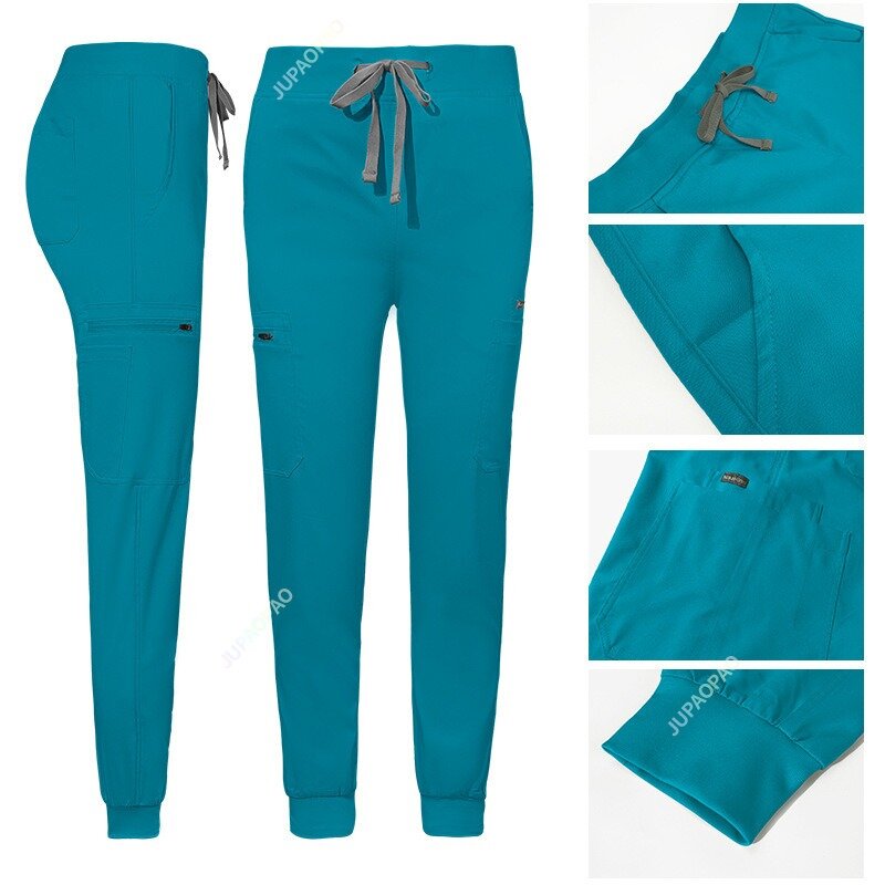 Multicolour Jogger Suits Doctor Nursing Uniforms Short Sleeve V-neck Tops Pocket Pants Nurse Scrubs Set Medical Clinical Clothes