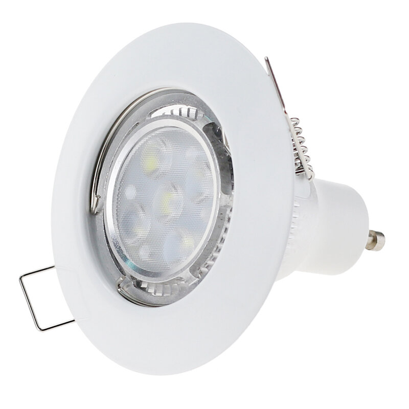6pcs Hot Sale Metal White Round Waterproof Recessed Spotlight Mounting Frame MR16 GU10 Base Socket Lighting Fixture Cutout 55mm