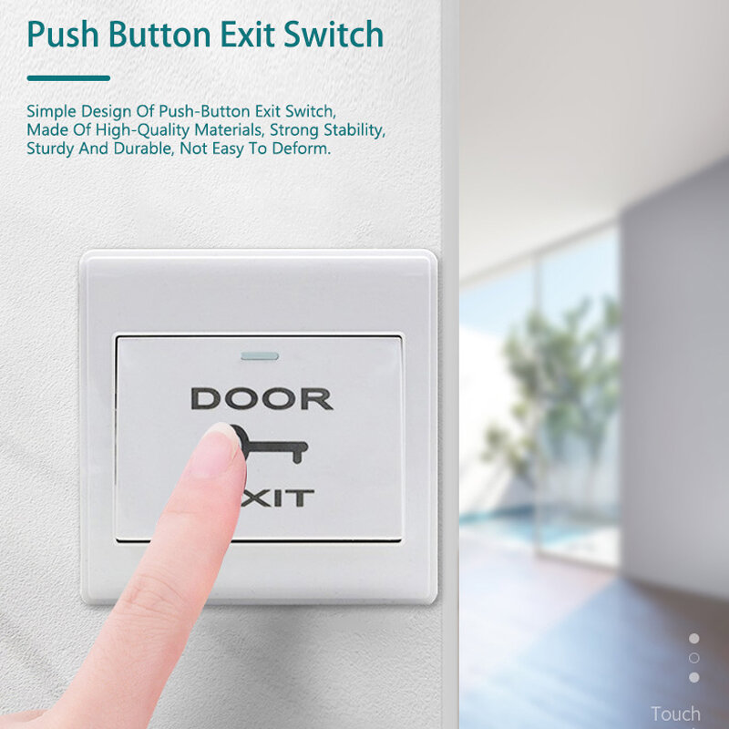 12V 3A Wall Mounted Door Exit Button Indoor Release Push Switch Button for Access Control System Door Exit Button With Base Box