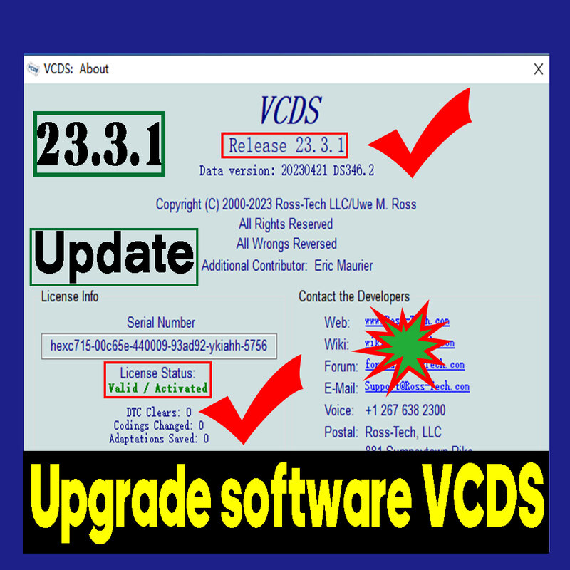 SOFTWARE di aggiornamento VCDS VAG COM OBD2 Scanner VCDS HEX V2 interfaccia USB per VW AUDI Skoda Seat Unlimited VINs multilingue