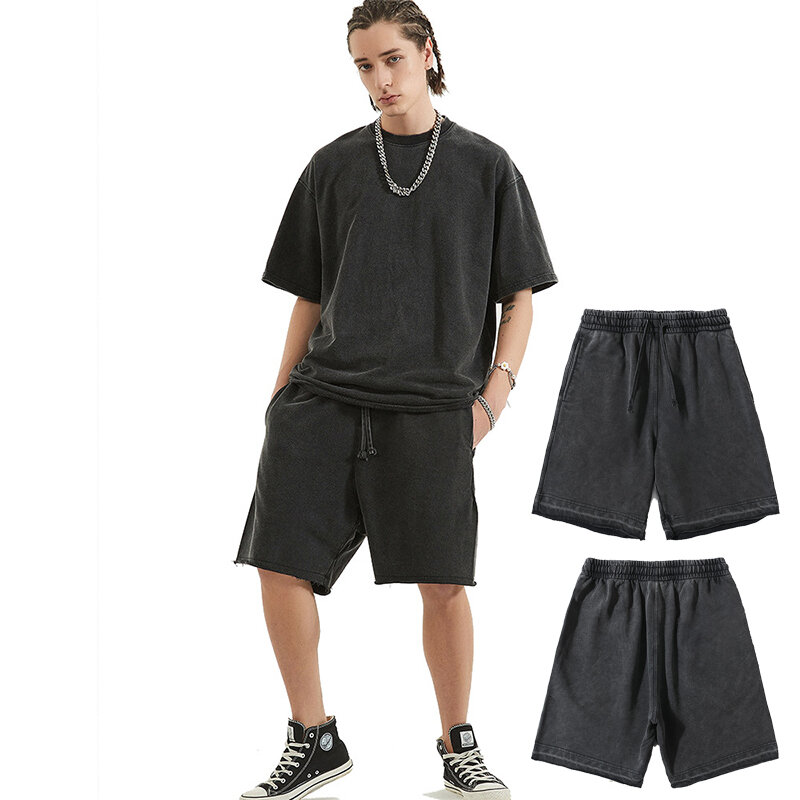 Krótkie spodnie gimnastyczne spodnie do joggingu luźne spodnie plażowe w stylu Vintage bawełniane spodenki letnie męskie spodenki sportowe