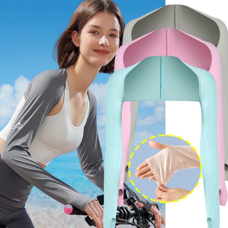 Mantón de verano para hombre y mujer, manga de protección solar de seda de hielo, Color sólido, transpirable, accesorio diario para ciclismo al aire libre