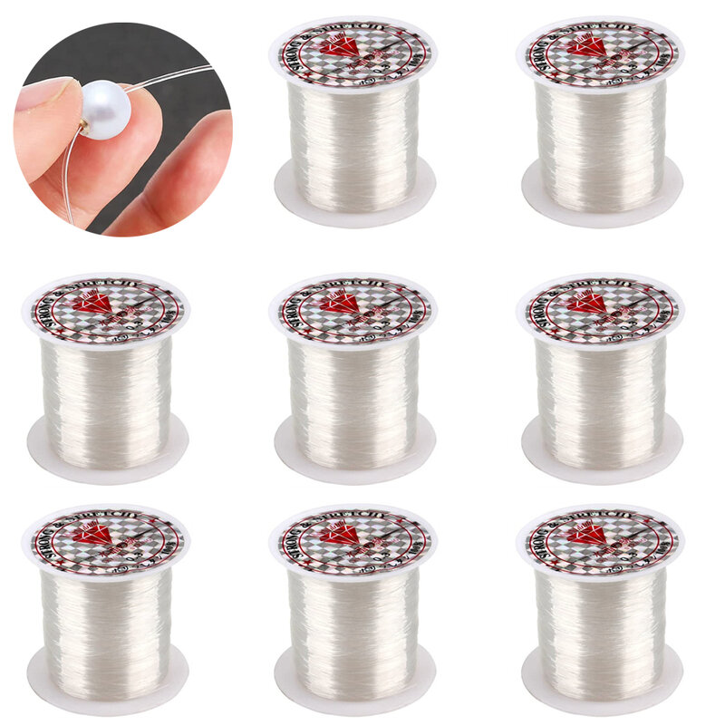 Cordón de nailon transparente no elástico para abalorios, suministros para fabricación de joyas, pulseras de hilo de alambre DIY, 0,2-0,8mm, 1 rollo