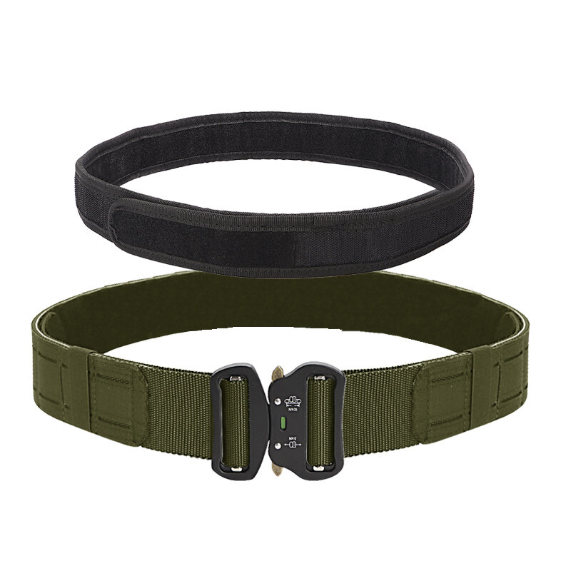 150cm long double layer tactical belt with adjustable length for men's outdoor hunting and combat belt