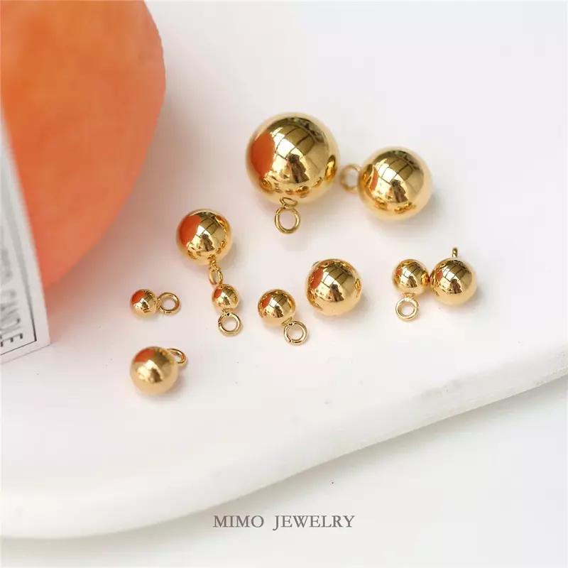 Conservazione del colore ciondolo solido con sfera in oro liscio placcato in acciaio al titanio da 3-10mm con anello accessori fai da te