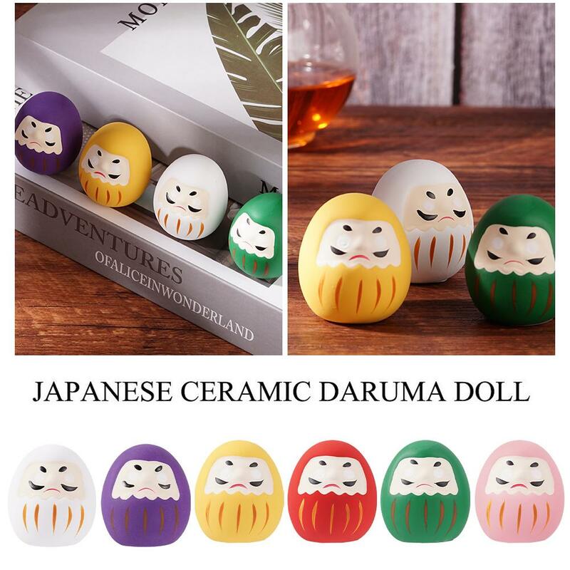 Muñeca Daruma de cerámica japonesa, manualidades, amuleto de la suerte, regalos para el hogar, decoración, accesorios de escritorio, adorno de paisaje en miniatura