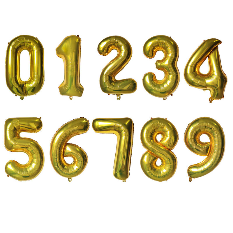 Globos inflables de aluminio con números, decoración para fiesta de cumpleaños, boda, Baby Shower, adultos, 32 pulgadas, rojo, negro, dorado, plateado, Rosa