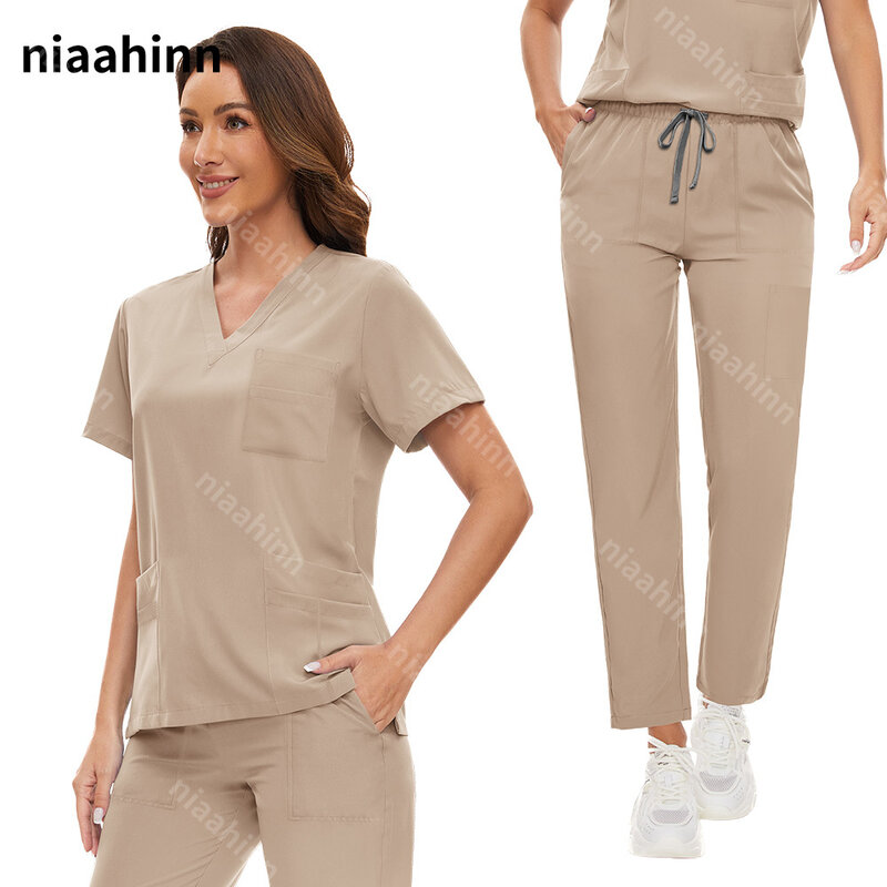 Enfermeira lavável macia esfrega ajustado para mulheres, anti-enrugamento esfrega, uniforme do hospital, acessórios médicos, venda quente