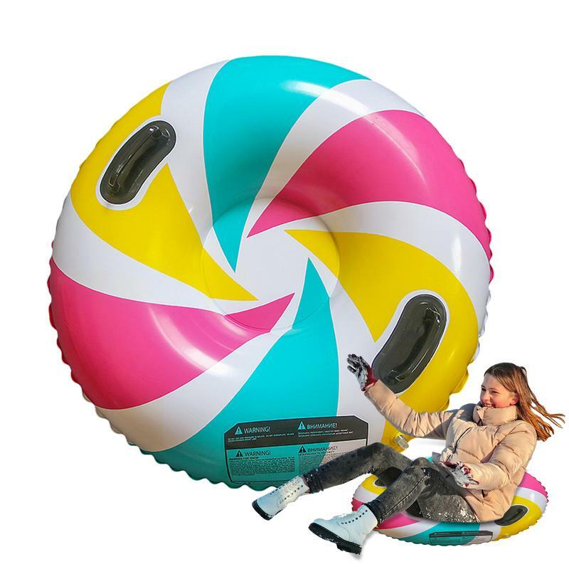Trineo inflable de tubo de nieve para niños y adultos, trineo con 2 asas, juguetes plegables para exteriores, Invierno familiar