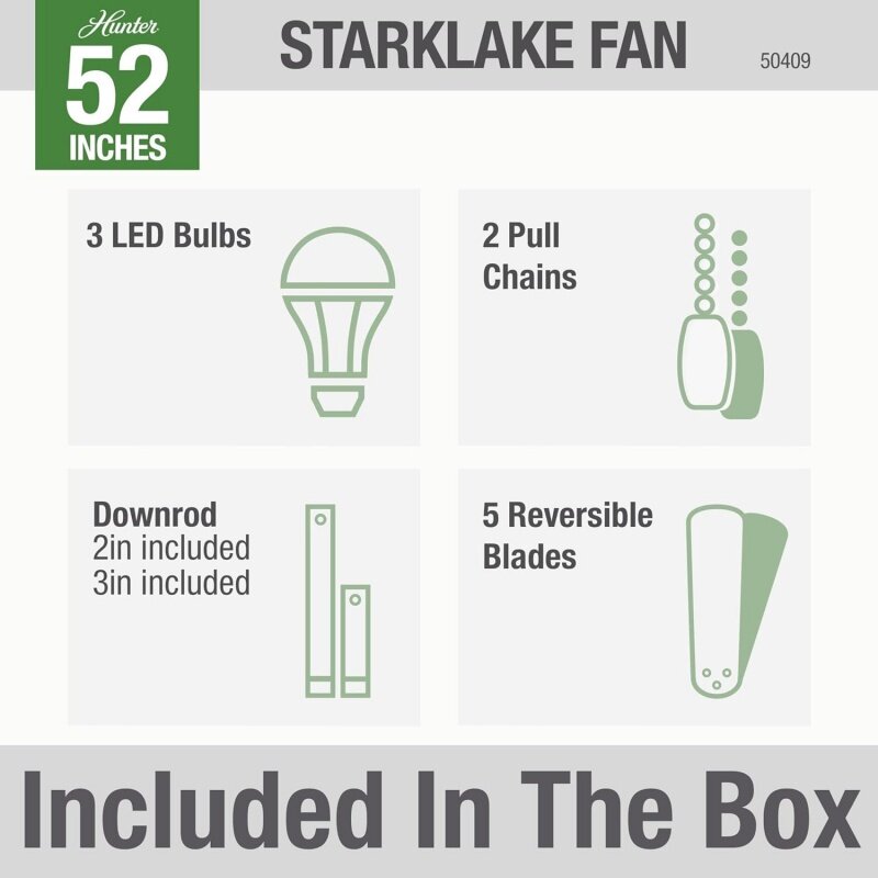 Starklake شركة مراوح سقف داخلية أو خارجية ، 3 مصابيح اديسون ليد ، تحكم في سلسلة السحب ، ريفي ، 48 بوصة