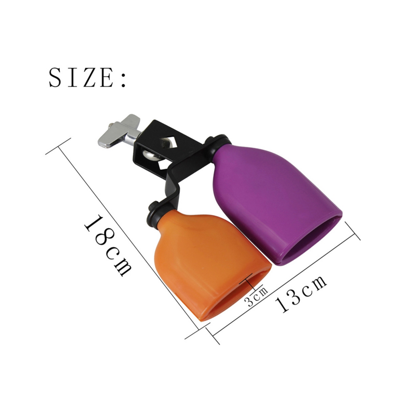 Bicolor Cowbell for Drum Set High and Low Tones Double Mounted Bell Kit Percussion Instruments Medium Size