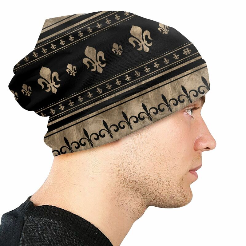 Fleur De Lis męskie damskie cienkie czapki wiatroszczelna czapka narciarska dwuwarstwowa czapka z tkaniny