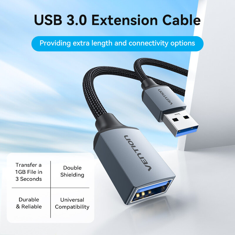Vention-Cabo de Extensão USB, macho para fêmea, 3.0, 2.0, cabo extensor para PS4, Xbox, Smart TV, PC