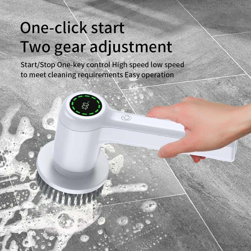 Detergente per spazzole elettrico 5 in 1 (IPX7 impermeabile, resistenza ultra lunga, velocità regolabile, coppia di rotazione ad alta velocità)