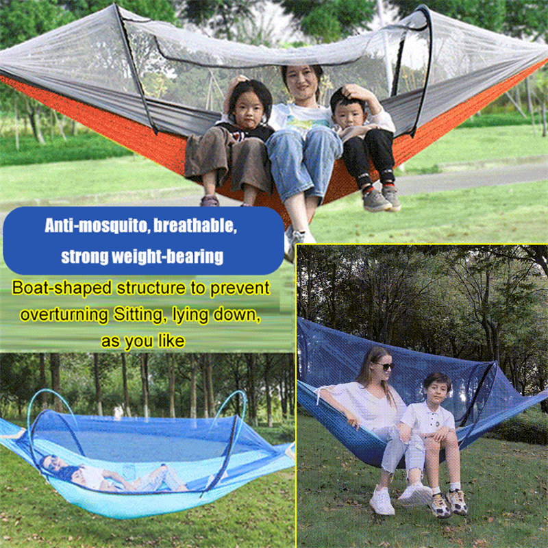 Rede de abertura rápida ao ar livre com mosquiteiro 1-2 pessoa tenda quintal hammock acampamento anti-mosquito ultraleve rede
