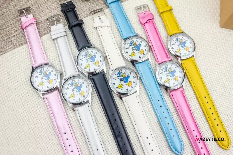 Disney Donald Duck Dial orologi orologio per bambini cinturino in pelle 7 colori quadrante in vetro opzionale orologio per bambini un regalo per bambino