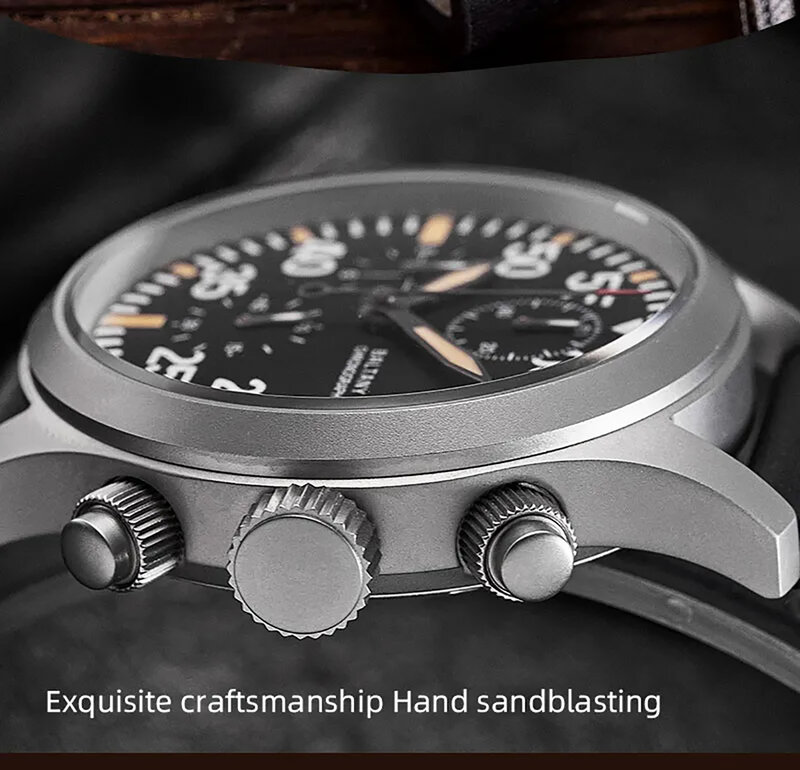 Baltany Vintage Chronograph Quartz Watch VK67 100M Waterproof Stainless Steel Calendar Sapphire Glass Luminous Vintage Watches