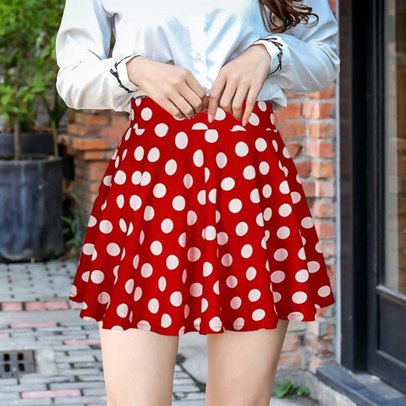 Dot Printed Skirt Women's Spring Summer Dot Printed High Waist A-line Pleated Midi Dress Soft Breathable Fashion Party for Women