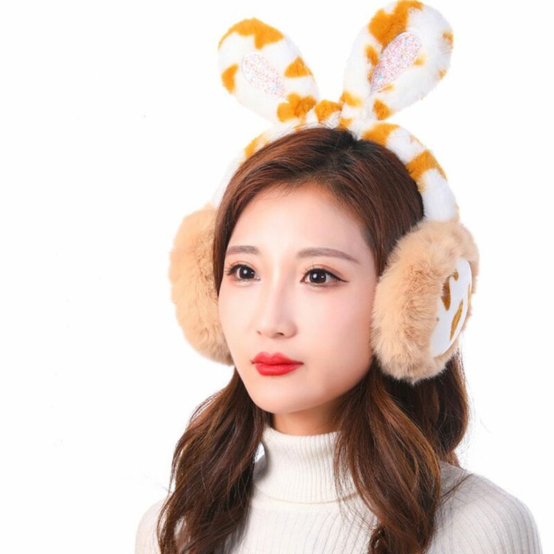 Cold-proof Lovely Windproof Rabbit Ear Cow Plush Cartoon Earmuffs Animal Earmuffs Ear Cover Girl Earmuffs