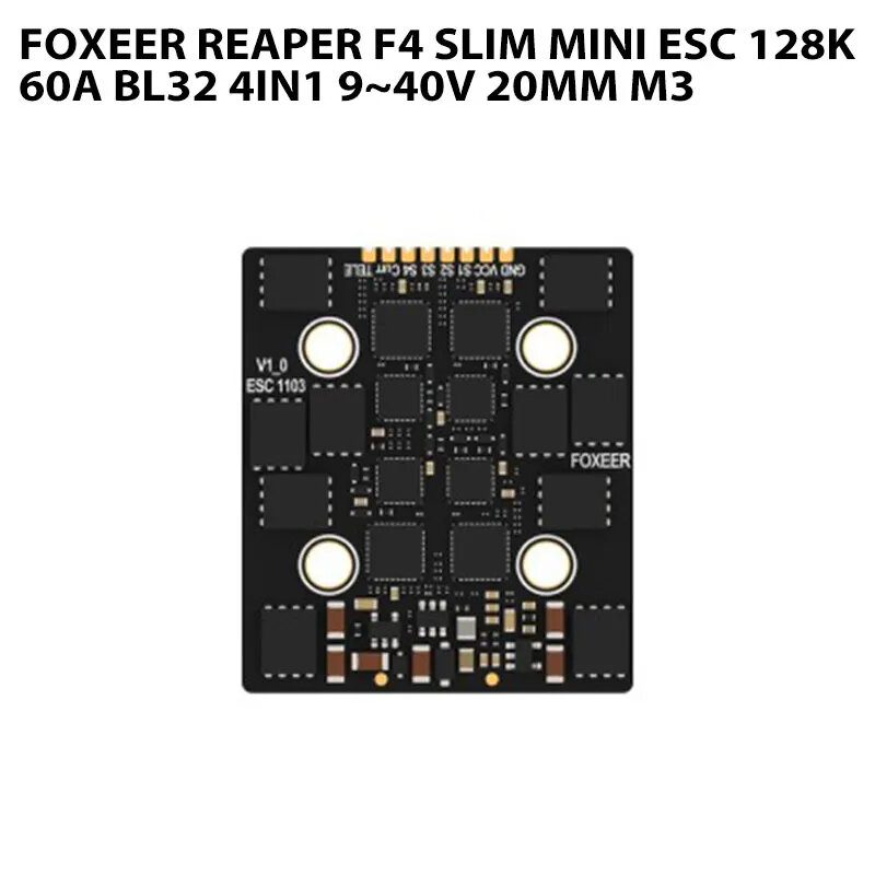 Foxeer Reaper F4 Slim Mini ESC 128K 60A BL32 4 en 1 9 ~ 40V 20mm M3 accesorios de bricolaje para aviones