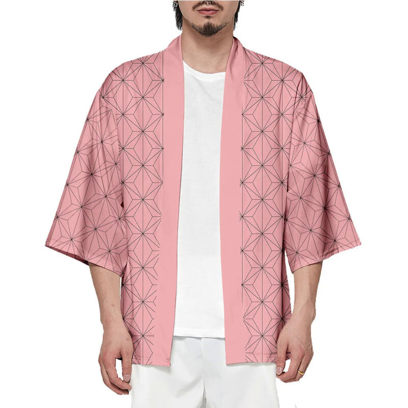 6XL 5XL 4XL Plus Size Anime Japanese Tanjiro Samurai Kimono of Men Women Cardigan Haori Obi Asian Cosplay Clothes Haori Tomioka