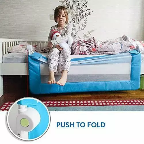 Desain pelindung tempat tidur anak-anak rel pelindung produk keselamatan bayi warna abu-abu krem pagar penghalang tempat tidur bayi
